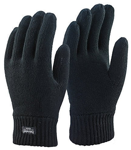 Handschuhe Thinsulate Extrem Thermo Gefüttert Gestrickt Schwarz S M