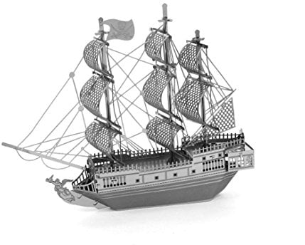 Fascinations MMS012 - Metal Earth 502600 - Sail Ship Black Pearl, lasergeschnittener 3D-Konstruktionsbausatz, Modellbausatz, Metall Puzzle, 3D Metall Modell, 2 Metallplatinen, ab 14 Jahren