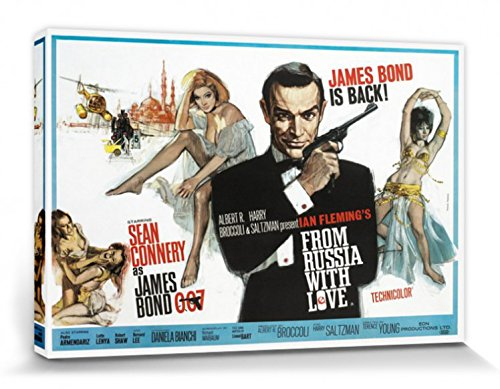 1art1 James Bond 007 Poster Liebesgrüße Aus Moskau, Sean Connery Bilder Leinwand-Bild Auf Keilrahmen | XXL-Wandbild Poster Kunstdruck Als Leinwandbild 120x80 cm