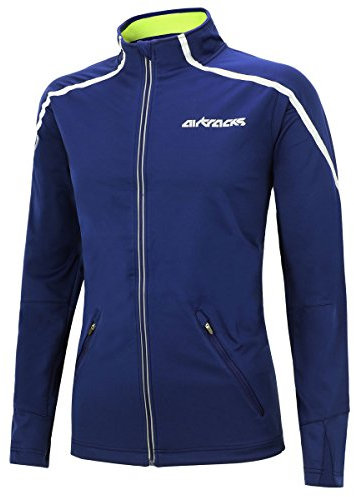 Airtracks Herren Thermo Fahrradjacke Winter Radjacke Softshell AIR TECH - Navy-Blau - L