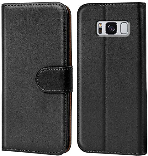 Verco Handyhülle für Samsung S8 Plus Hülle, Schutzhülle für Samsung Galaxy S8+ Tasche PU Leder Flip Case Brieftasche - Schwarz