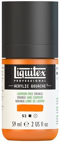 Liquitex 2059892 Professional Acryl Gouache - Kadmiumfrei Orange , 59ml Flasche, matt - Acrylfarbe mit Gouache Eigenschaften, Hochdeckend, Wasserfest & Lichtecht