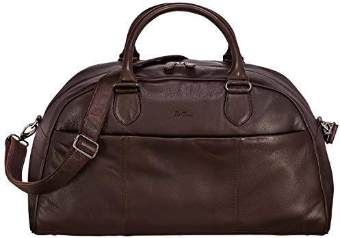 Weekender Reisetasche Red Baron Milano XL Geräumige Sporttasche Wochenendtrip Handgepäck Freizeittasche Gymbag aus echtem Leder Damen Herren Qualität Braun Groß - RB-BG-004-08
