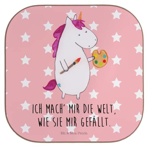 Mr. & Mrs. Panda Untersetzer Glas Einhorn Künstler - Geschenk, Unicorn, Coaster, Malen, Gläser, gläseruntersetzer, für, Tassen, Stift, Welt, Englisch, Tassenuntersetzer