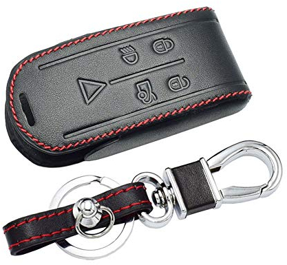 Happyit Cas de Couverture de Clé de Voiture en Cuir Porte-clés pour Jaguar XK XF XJ8 XK8 XRR 2007-2011 2012 2013