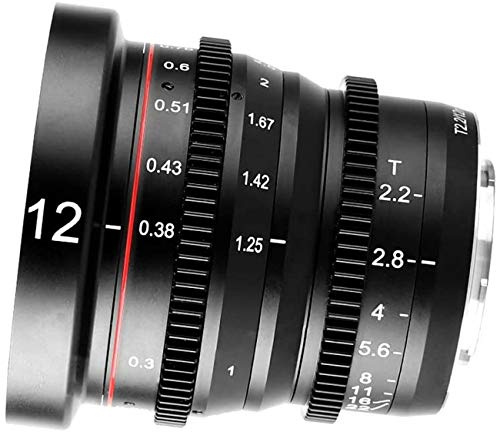 Meike T2.2 - Lente de enfoque manual de 12 mm con gran apertura para cámaras Micro Cuatro Tercios M43 MFT Olympus Panasonic Lumix y BMPCC 4K Zcam E2