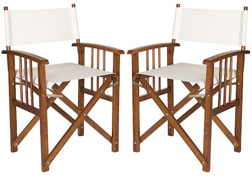 ZIK Set mit 2 klappbaren Regiestühlen aus Holz für den Außenbereich, zusammenklappbar, mit Armlehnen, 52 x 50 x 83 cm, Braun