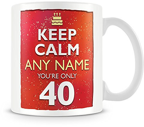 40th Birthday Gift - Personalised Mug/Cup - Keep Calm Design - Red