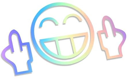 Decus Shop Smiley Fuck You L 0005 (Oil Slick Hologramm) // Sticker OEM JDM Style Aufkleber