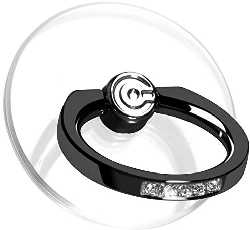 Transparent Telefon Ring Halter Griff für Handy, EI Sonador Durchsichtiger Ring Ständer, Kickstand, Kompatibel mit Smartphones, Tablets und Hüllen (2 Schwarze Diamant)