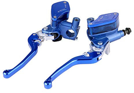 Pompa freno idraulica per moto Coppia di leva freno pompa frizione CNC 22mm regolabile per parti di ricambio(Blu)