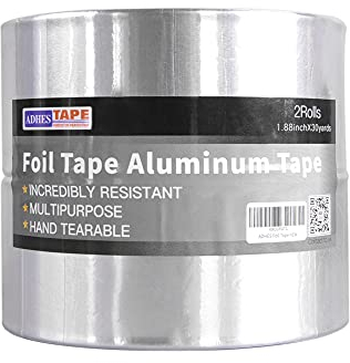 ADHES Cinta de aluminio cinta de alta temperatura cinta reparación de aluminio para conductos, Resiste de 80°C a 100°C, aire acondicionado, calentadores y estufas 50mm x 28m,2rollo