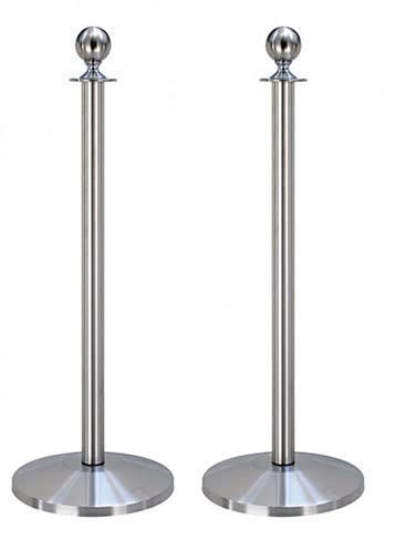 Lot de 2 poteaux Flexibarrier et barrière de corde – Dessus de balle basique (argenté)