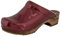 Sanita Classic offener Clog, Lackleder | Original handgemacht | Leder-Holzclogs für Damen| Bordeaux rot | 41 EU