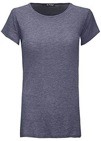 Fashion Star Womens Plain Ribbed Cap Sleeve Basic Stretchy T-Shirt Top Ribbed T Shirt Charcoal S/M (UK 8/10)