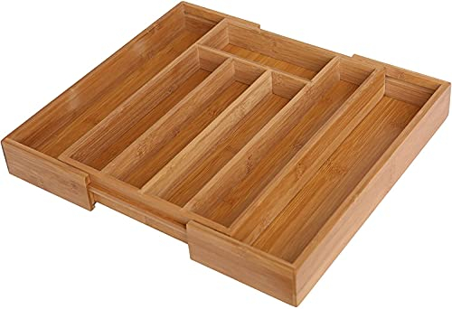 Bamboo Cutlery Tray Silverware, Drawer Dividers for Kitchen Utensils, Flatware Tray Drawer Insert, Office Supplies
