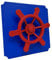 move and stic Platte 40x40 mit Spielfunktion Multifunktionsplatte Spielplatte mit Piratenlenkrad für Spielturm (Platte 40x40cm blau mit Piratenlenkrad rot)