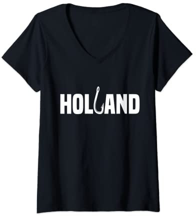 Damen Holland Niederlande Angeln Urlaub Angeln T-Shirt mit V-Ausschnitt
