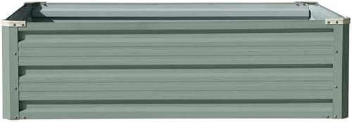 Garden Metal Raised Vegetable Planter in Sage Green Outdoor Flower Trough Herb Grow Bed Box 3 Sizes Small 60x60cm Medium 80x60cm Large 120x90cm (Large 120x90cm x1)