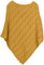styleBREAKER Strick Poncho mit Zopfmuster, Rundhals Strickponcho, Grobstrick, Damen 08010040, Farbe:Curry