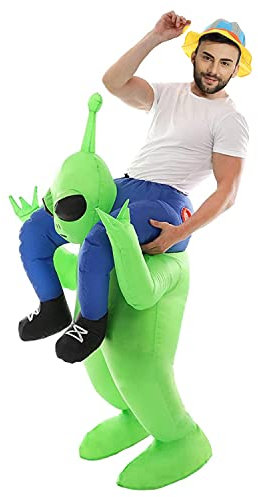 BAJENA Costume alieno verde alieno People per adulti Halloween Verde Carry Me Costume divertente Blow Up Cosplay per festa Carnevale 150-190 cm
