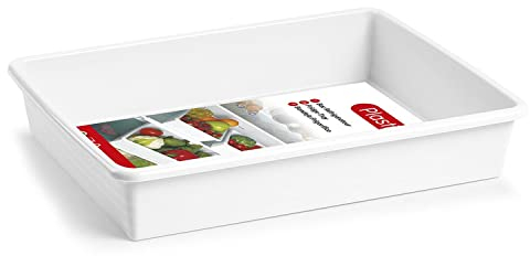 CABLEPELADO Bandeja plástico | Bandeja Armario | Bandeja para frigorífico | Polipropileno | Apta para lavavajillas | Medidas 34.5 cm Largo x 26 cm Ancho x 6.5 cm Alto | Capacidad 4 litros | Blanco