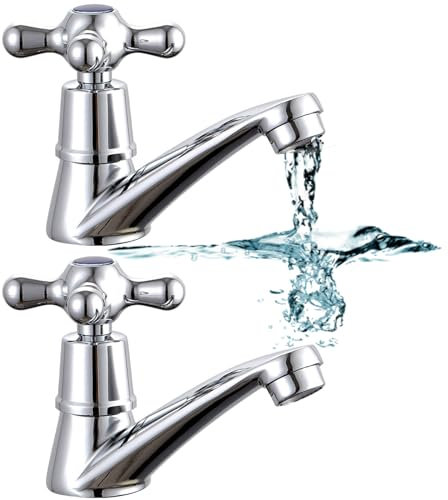 SANON 1 Pair Bathroom taps, Bathroom Sink Taps, Basin taps, Basin Sink Taps, Cold and Hot Water Crosshead Lever Sink Faucet for Bathroom