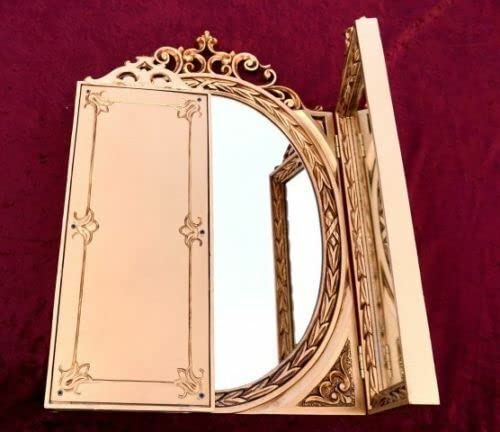 Generisch Wandspiegel Gold Oval Barock Standspiegel Tischspiegel Flurspiegel Wohnzimmerspiegel klappbar Spiegel Wandspiegel 46x60 Rahmen Antik Jugendstil C508