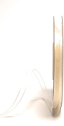 s.dekoda Schleifenband 50m x 6mm Creme - Beige Organza Chiffon Geschenkband Organzaband [1350-102]