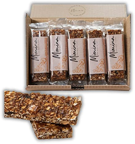 Mimina - Barrette Mela e Cannella - Snack Vegan - Barrette Energetica, Senza Conservanti, Senza Zuccheri Aggiunti, Snack Vegano, Artigianale e Biologioco Confezione da 16