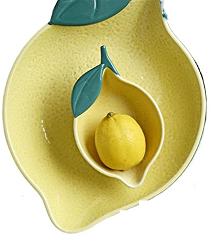 TEmkin Ensembles d'assiettes et de Bols Bol en Forme de Citron Bol de Fruits en céramique Salade de Fruits apéritifs Bol de Service Assiette Vaisselle