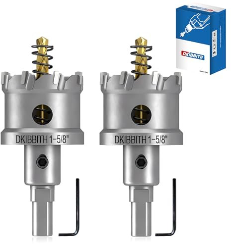 TCT Lot de 2 scies-cloches robustes en carbure de tungstène pour acier inoxydable, acier doux, cuivre, fer, laiton, plastique et plus encore, avec forets pilotes plaqués titane 40 mm