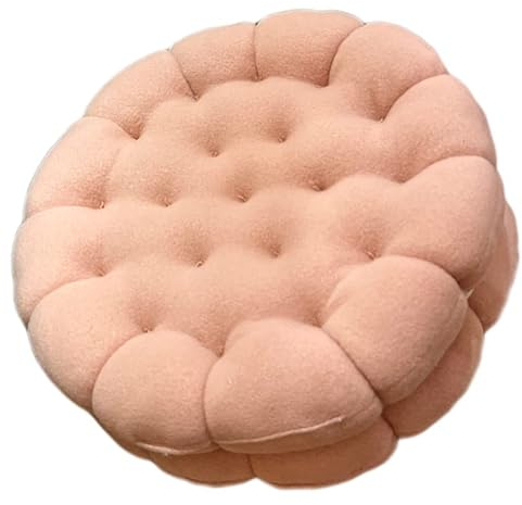 HERCHR Niedliches Kissen, Runde Keksform, Stuhlkissen, Lustiges Sitzkissen Für Stuhl, Keks-Bodenkissen, Kissen, Plüsch, Dekorative Kissen Für Bett(Rosa)
