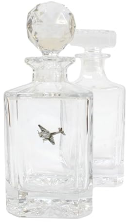 Mosquito Plane Cut Crystal Glass Decanter & Golf Ball Style Stopper 676