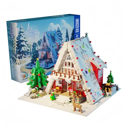 litodinogo 613001 Artistic Chalet Mini Bausteine Spielzeug Winterliche Weihnachtshütte Bauset Geeignet für Teenager ab 14 Jahren und Erwachsener, Nicht Kompatibel Mit Normale Bausteine (2159 Stück)