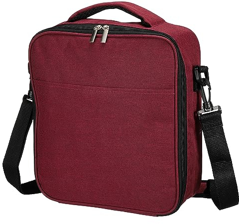 Bolsa de almuerzo aislada, tela Oxford impermeable bolsa de almuerzo térmica portátil lonchera contenedor de alimentos para el trabajo oficina picnic al aire libre, 10.63 x 3.15 x 9.84 pulgadas, roj