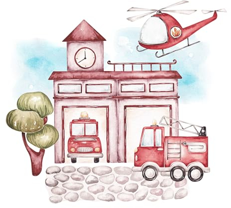 GRAZDesign Wandtattoo Feuerwehr Kinderzimmer & Babyzimmer, Wandaufkleber Junge für Kleinkinder, Wanddeko als Sticker - 33x30cm