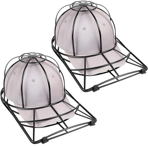 AUSYIWI Clean and Neat Baseball Cap Washer Cage für Gründliche Reinigung Baseballmützen-Waschform Faltbare Mützenwaschmaschinefür Erwachsene/Kinder.Schwarz (2 Stück)