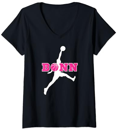 Bonn Basketball Fan Support Rheinland Stadion pink T-Shirt mit V-Ausschnitt