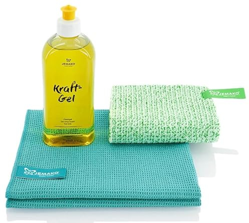 Jemako Küchen Set spülen Duo Tuch Geschirrtuch und Kraftgel