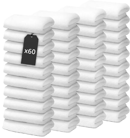 60 Stück Seiftücher 30x30 cm | Kleine Handtücher Set | Frottee Seiftuch Weich & Flauschig | 100% Baumwolle | Mini Washlappen Seiflappen | 500 g/m² | Oeko-Tex | Ôhm | Weiß