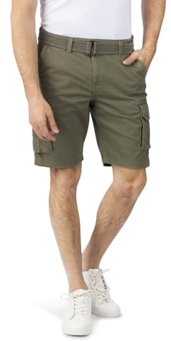 riverso Cargo Shorts Herren mit Gürtel Regular Fit RIVJoko Kurze Hosen Cargoshorts Sommer Stretch, Größe:3XL, Farbe:Ivy Olive