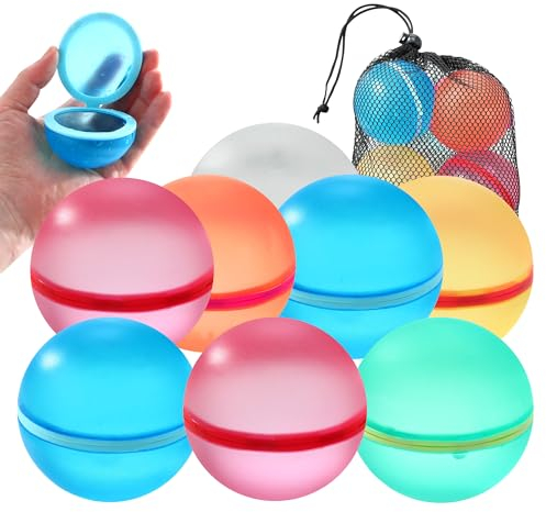Wiederverwendbare Wasserbomben Magnet,Wiederverwendbare Wasserbomben Selbstschließend mit 1 Mesh Bag,Ideal für Partys im Freien und Wasserparks für Kinder und Erwachsene (8)