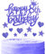 Nightfall Birthday Cake Cupcake Toppers, Blue Glitter Cake Toppers for Cake, Royal Blue Happy 8th Birthday Cake Toppers, Personalised Cake Cupcake Topper for Girls Boys 8th Birthday Cake Decorations