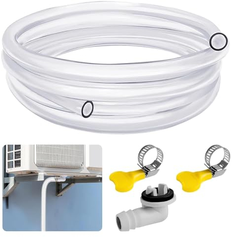 Manguera de drenaje de aire acondicionado para ventana,Kit de manguera de drenaje de aire acondicionado | Manguera de drenaje de CA multiusos a prueba de fugas,Manguera de drenaje de CA blanca con con