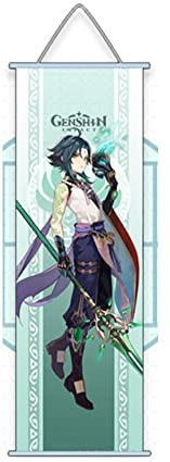 MOLVUS 1 Stück Genshin Impact Hängendes Gemälde Seidentuch Poster Graviertes Scroll-Animationsperipheriegerät (XIAO)