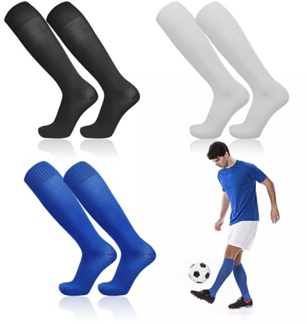 TUONYIS 3 Paires Chaussettes de football, respirant et absorbant la sueur, Chaussettes de Sport Longues Respirantes