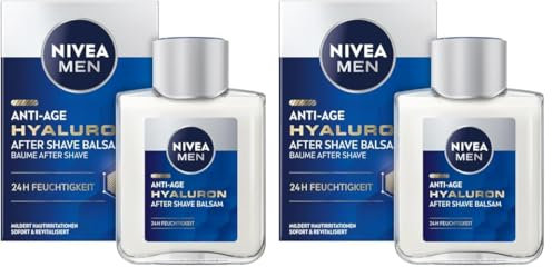 NIVEA MEN Anti-Age Hyaluron After Shave Balsam, erfrischendes After Shave mit Hyaluron für 24h Feuchtigkeit, beruhigende Gesichtspflege nach der Rasur (100 ml) (Packung mit 2)