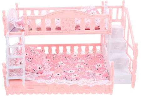 UPKOCH 1satz Puppenbett Etagenbett Mit Bettwäsche Für Puppenhaus Miniatur Möbel Für Fantasievolles Spielen Dekorative Ergänzung Für Puppen Und Kinderzimmer Kompatibel Mit Anderen