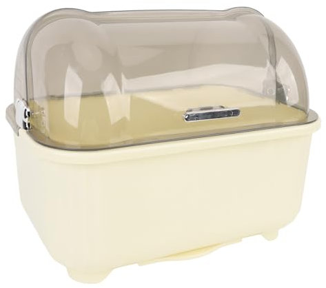 Dish Drying Box with Cover, PP Plastic Dish Drainer Rack with Efficient Drainage Holes & Water Collection Tray, Dust Proof Kitchen Organizer for Bowls Plates Utensils